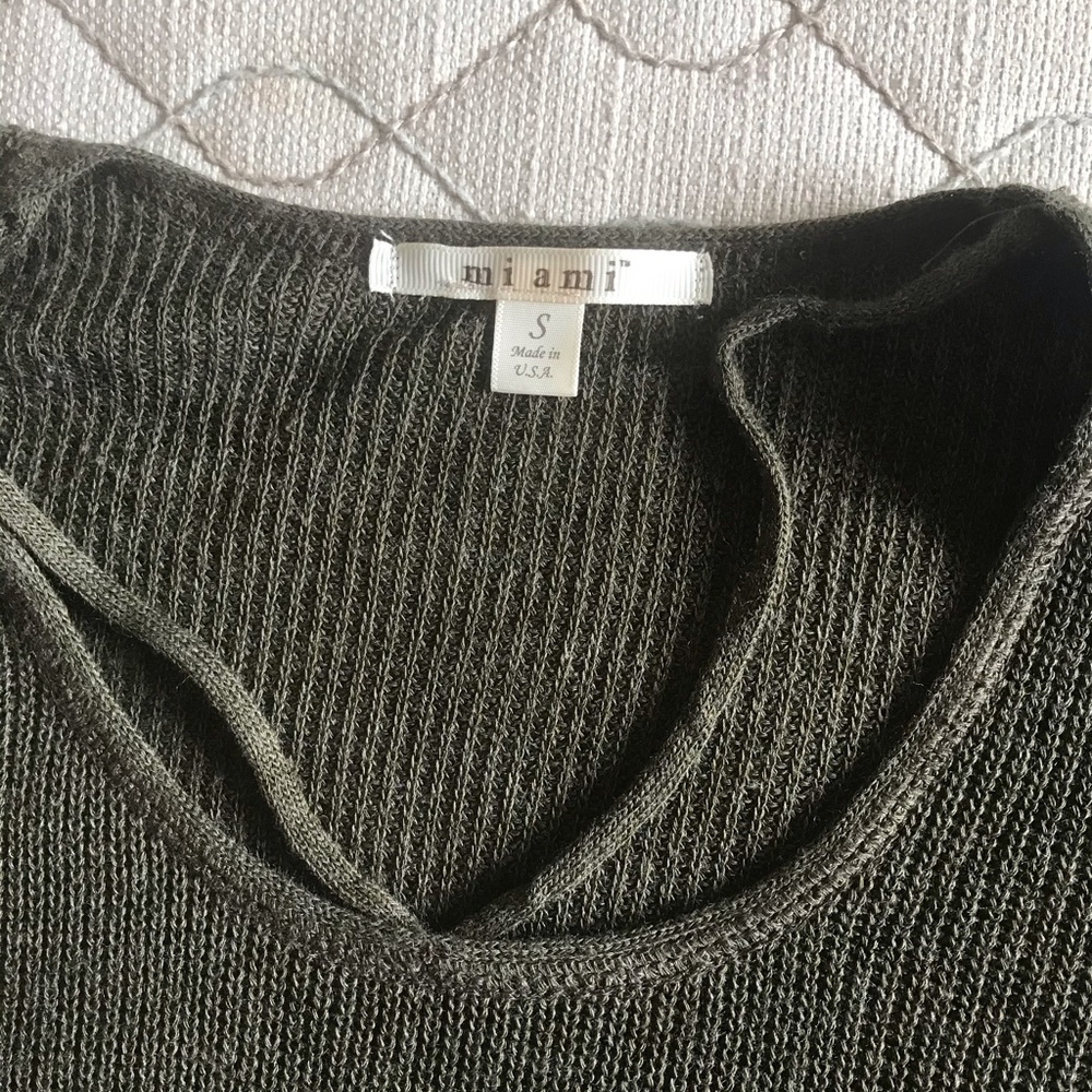 Anthropologie Miami olive green cut out sweater